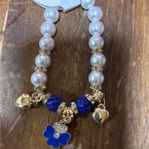 Clover and Faux Beaded Pearl Stretchable Bracelets NWOT